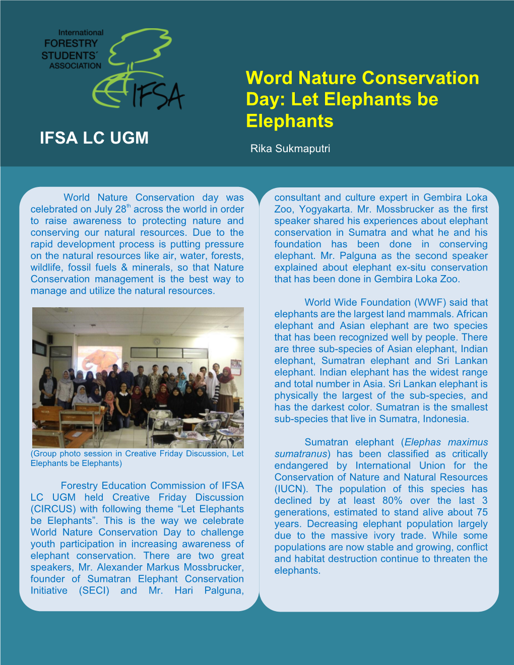 Word Nature Conservation Day: Let Elephants Be Elephants