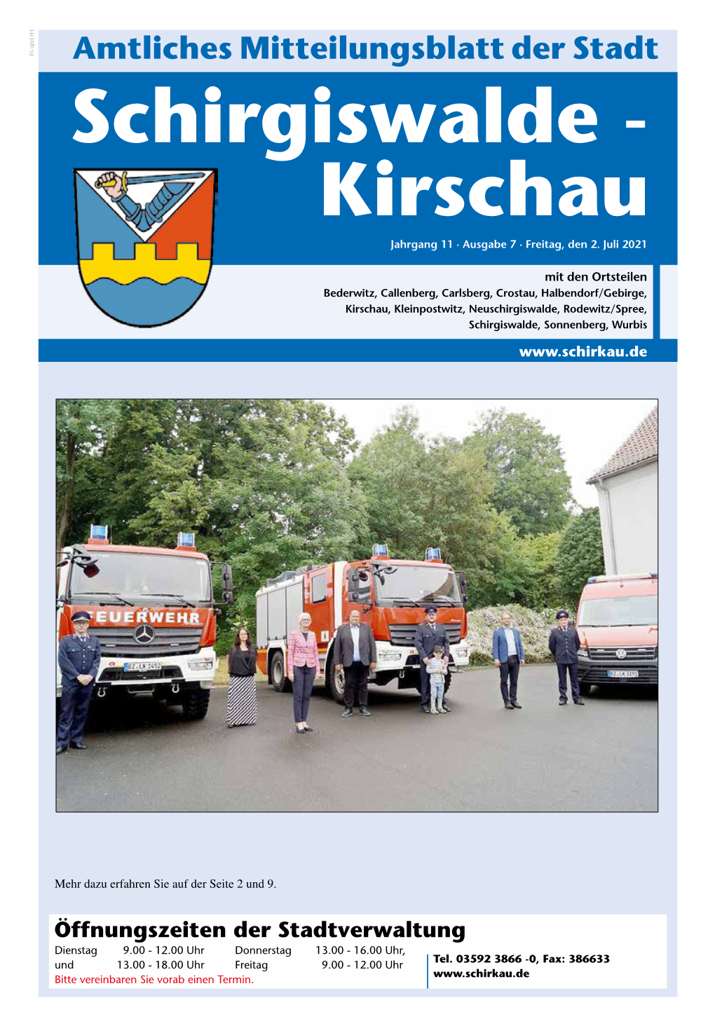 Amtliches Mitteilungsblatt Der Stadt Schirgiswalde - Kirschau Jahrgang 11 · Ausgabe 7 · Freitag, Den 2