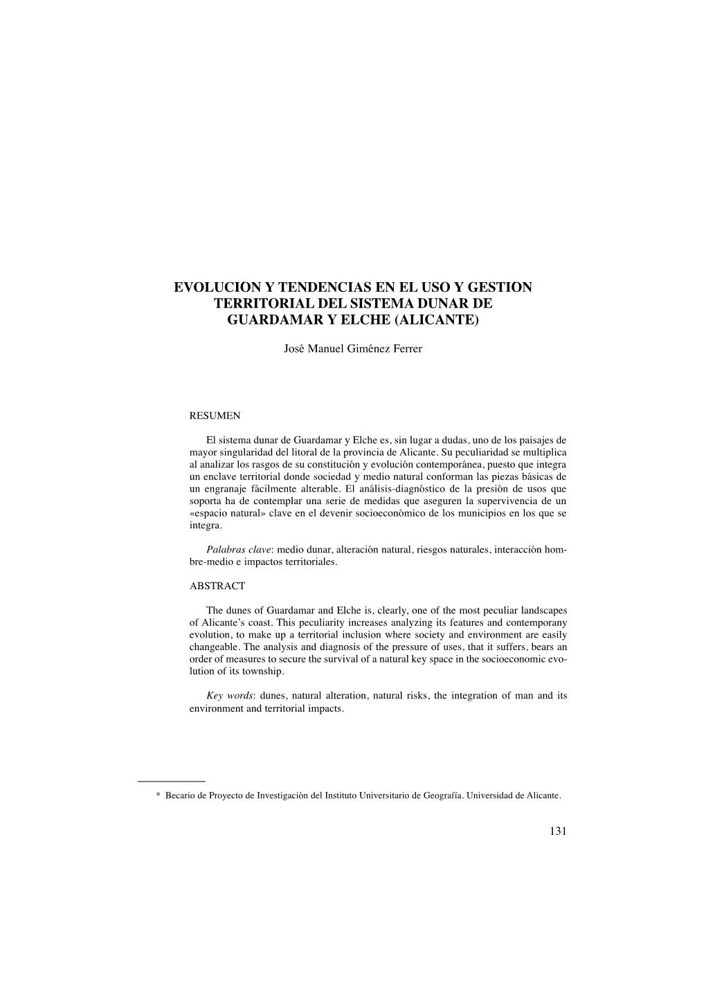Pdf Evolución Y Tendencias En El Uso Y Gestión Territorial Del Sistema Dunar De Guardamar Y
