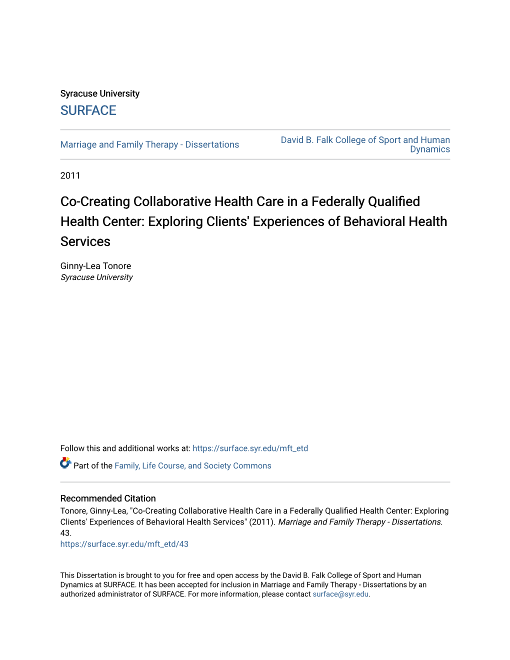 Co-Creating Collaborative Health Care in a Federally Qualified Health Center: Exploring Clients' Experiences of Behavioral Health Services