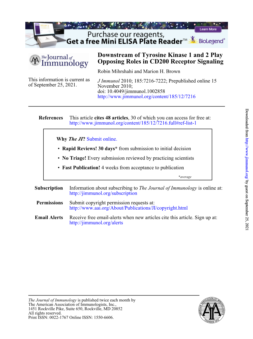 Signaling Opposing Roles in CD200 Receptor Downstream of Tyrosine