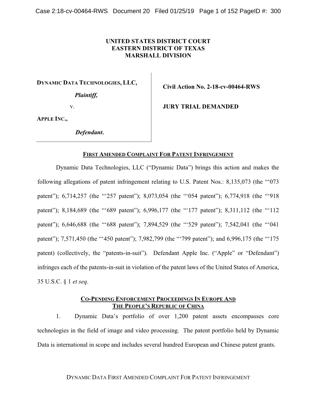 United States District Court Eastern District of Texas Marshall Division