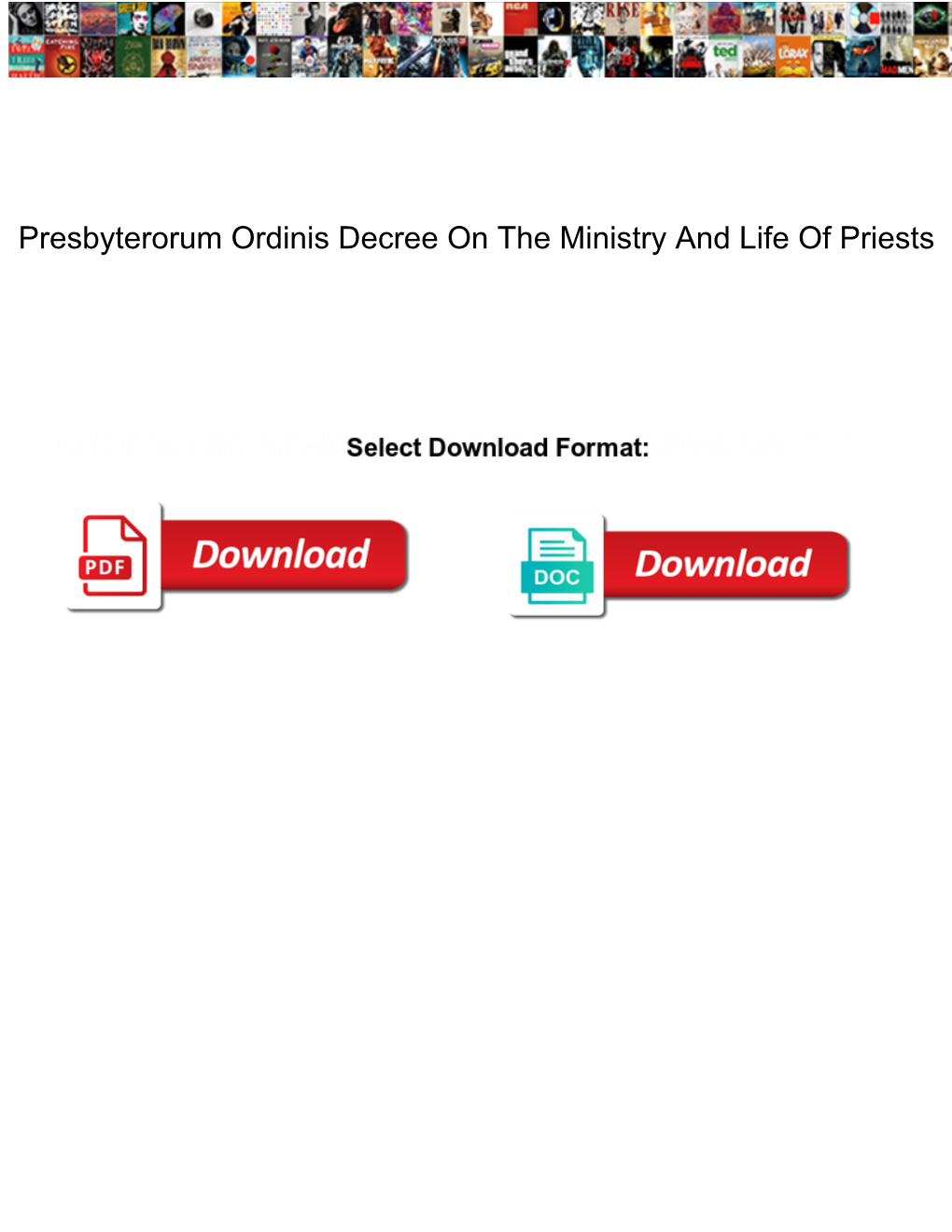 Presbyterorum Ordinis Decree on the Ministry and Life of Priests