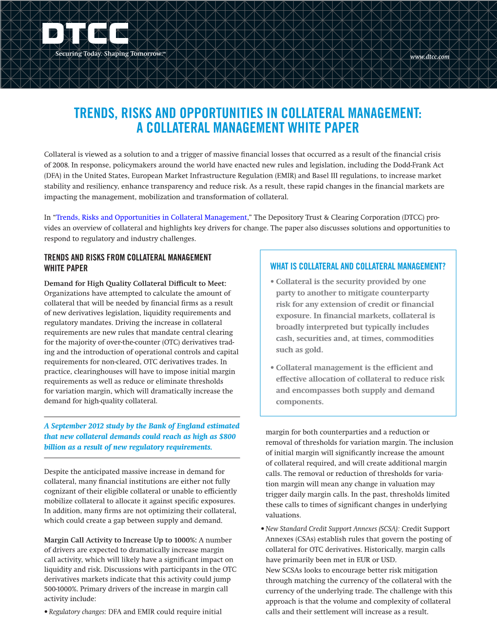 A Collateral Management White Paper