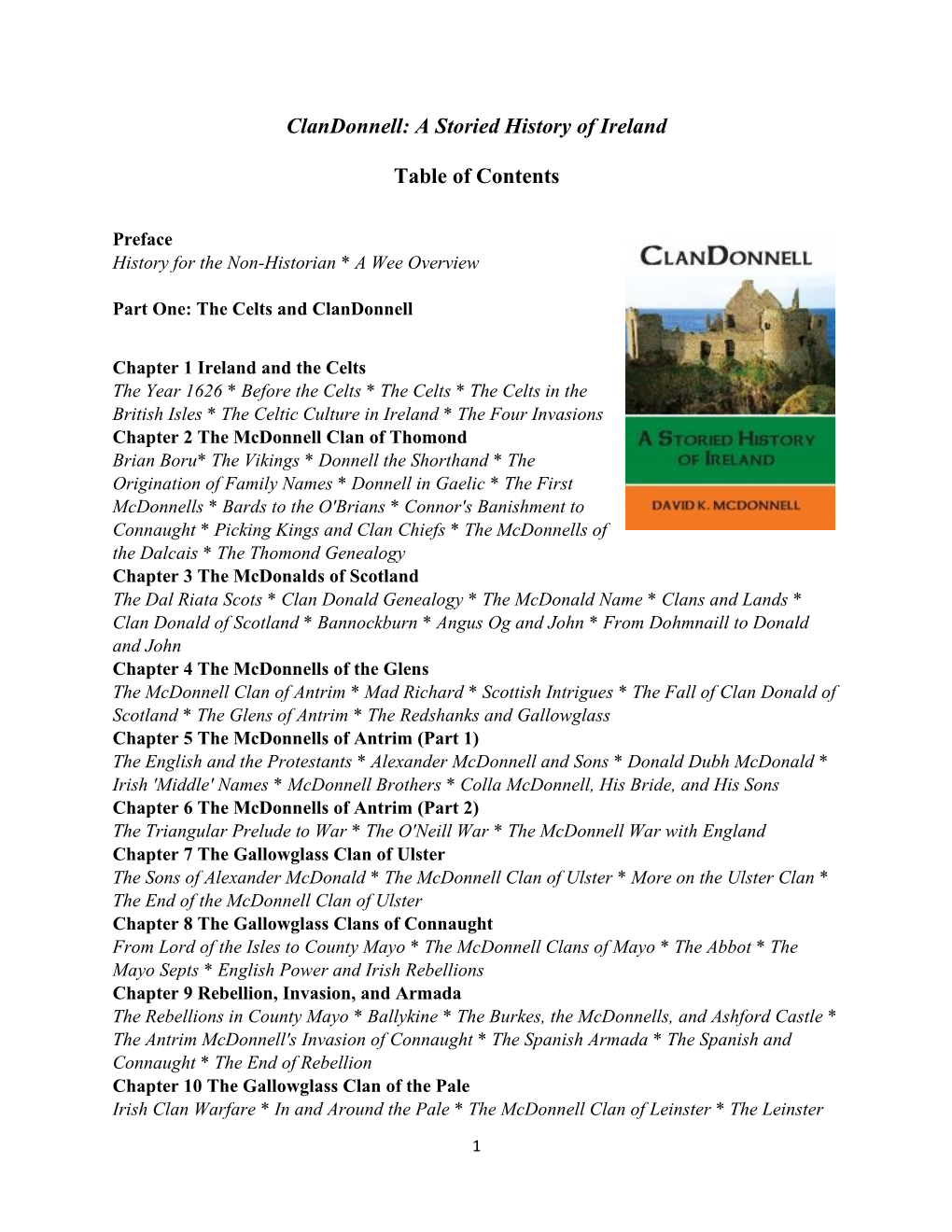 A Storied History of Ireland Table of Contents