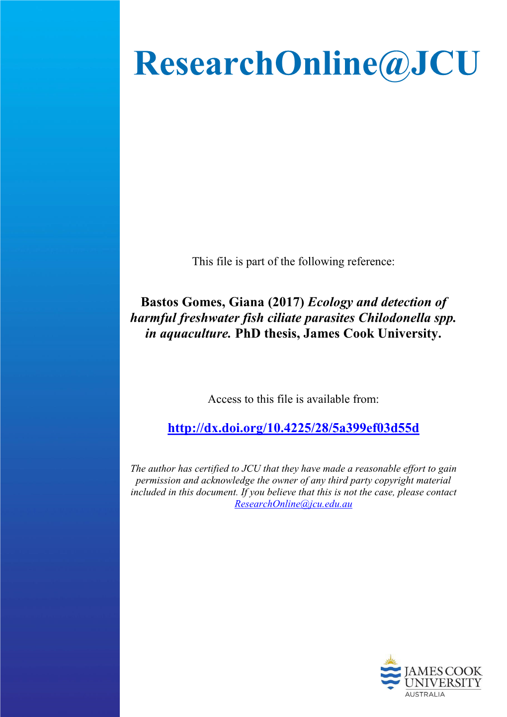 Ecology and Detection of Harmful Freshwater Fish Ciliate Parasites Chilodonella Spp