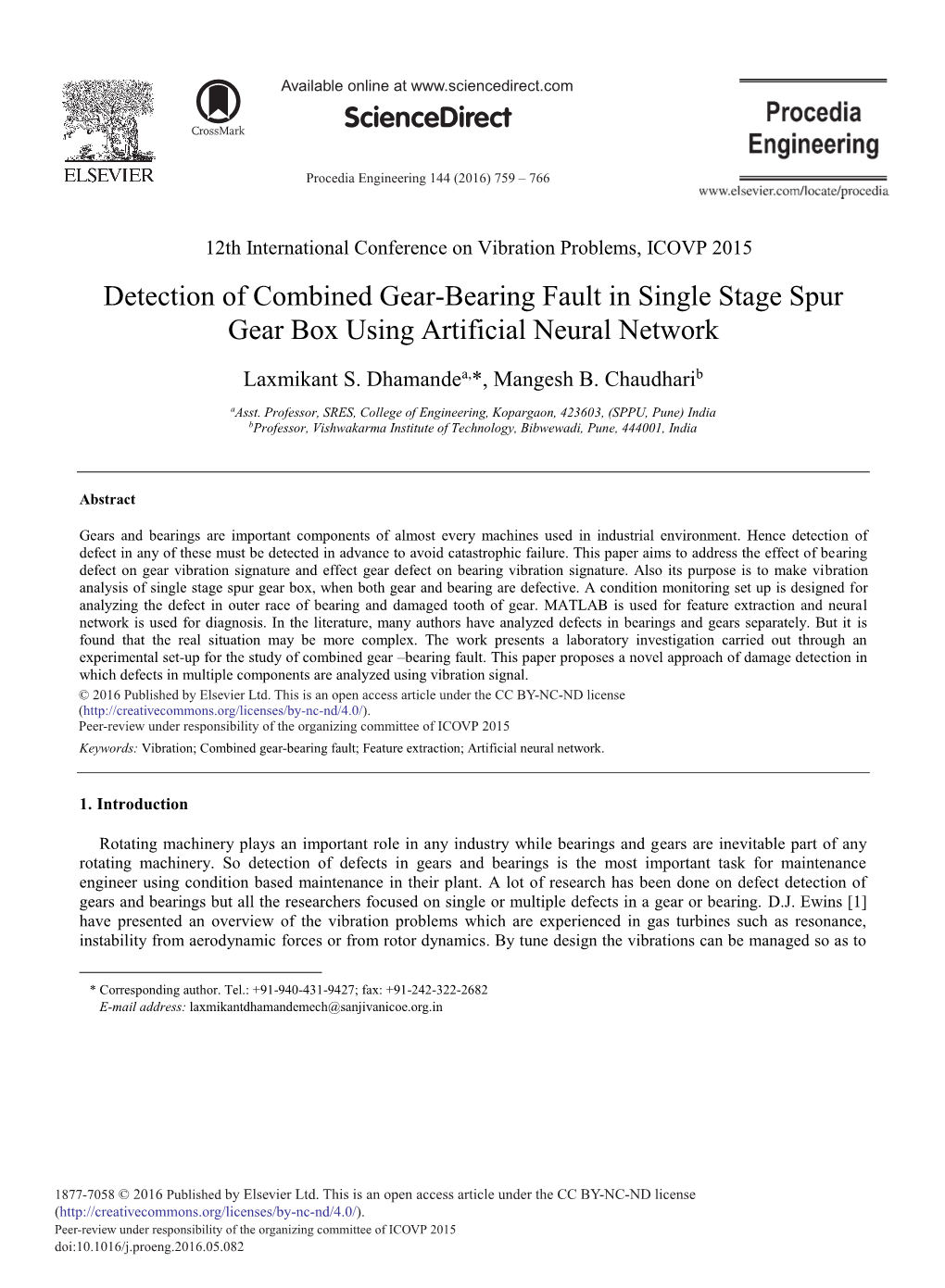 Detection of Combined Gear-Bearing Fault in Single Stage Spur Gear Box Using Artificial Neural Network