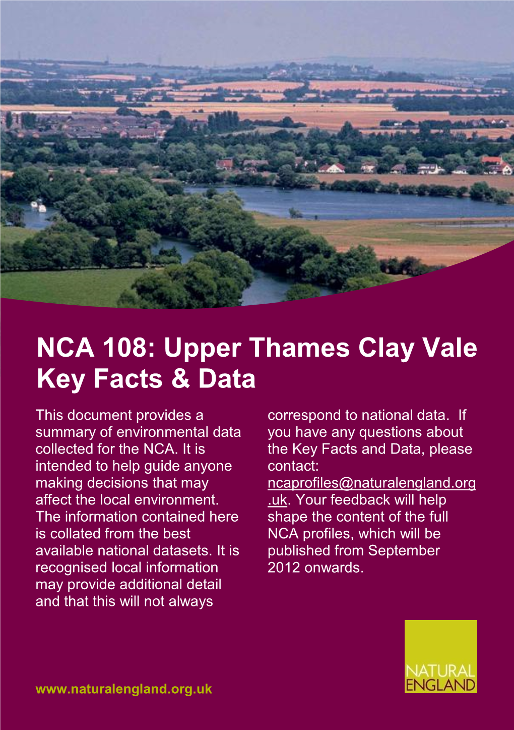 NCA 108: Upper Thames Clay Vale Key Facts & Data