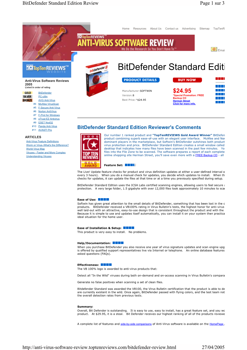 Bitdefender Standard Edition Review Page 1 Sur 3