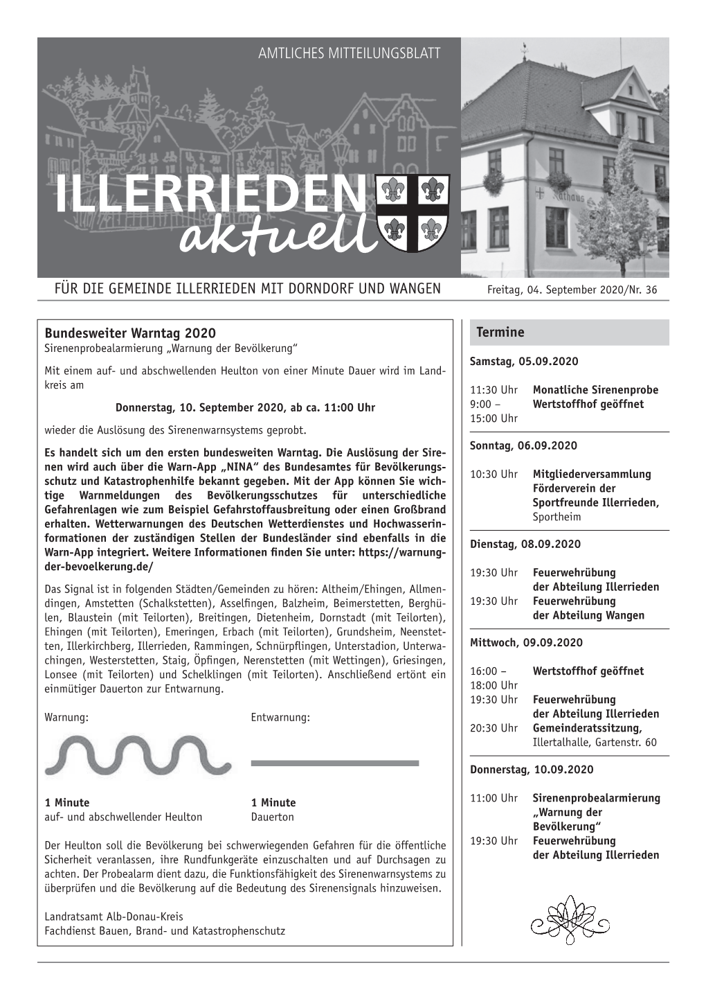 Mitteilungsblatt Nr. 36-2020 Vom 04.09.2020