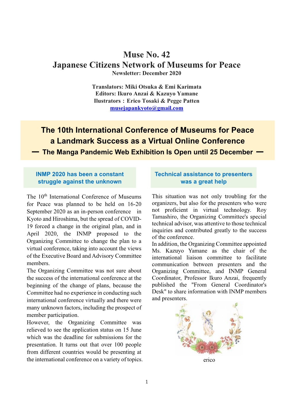 Muse No. 42 Japanese Citizens Network of Museums for Peace Newsletter: December 2020