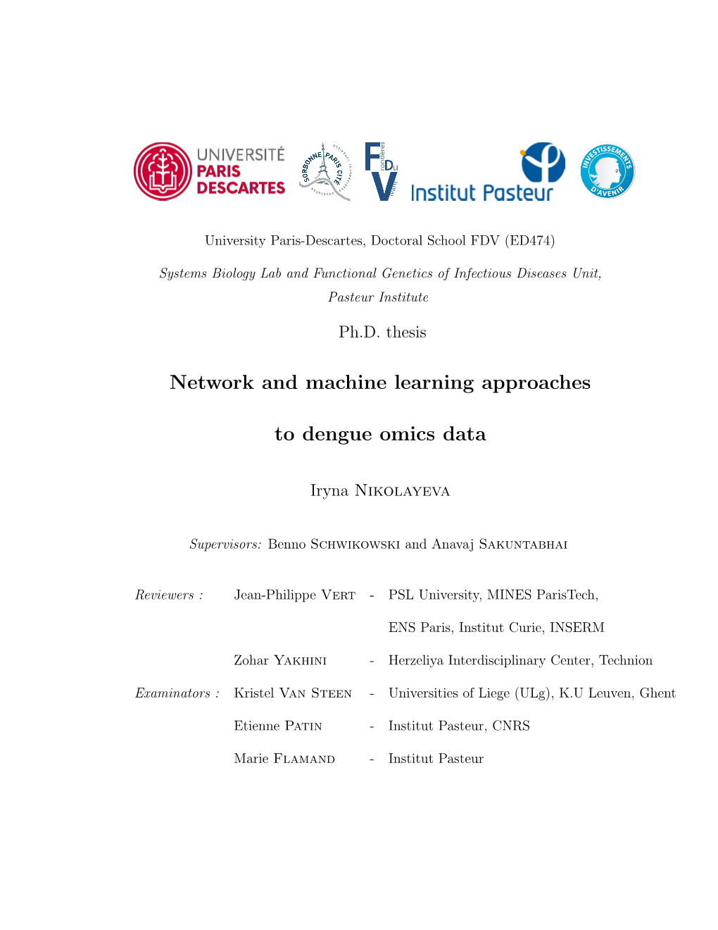 Network and Machine Learning Approaches to Dengue Omics Data