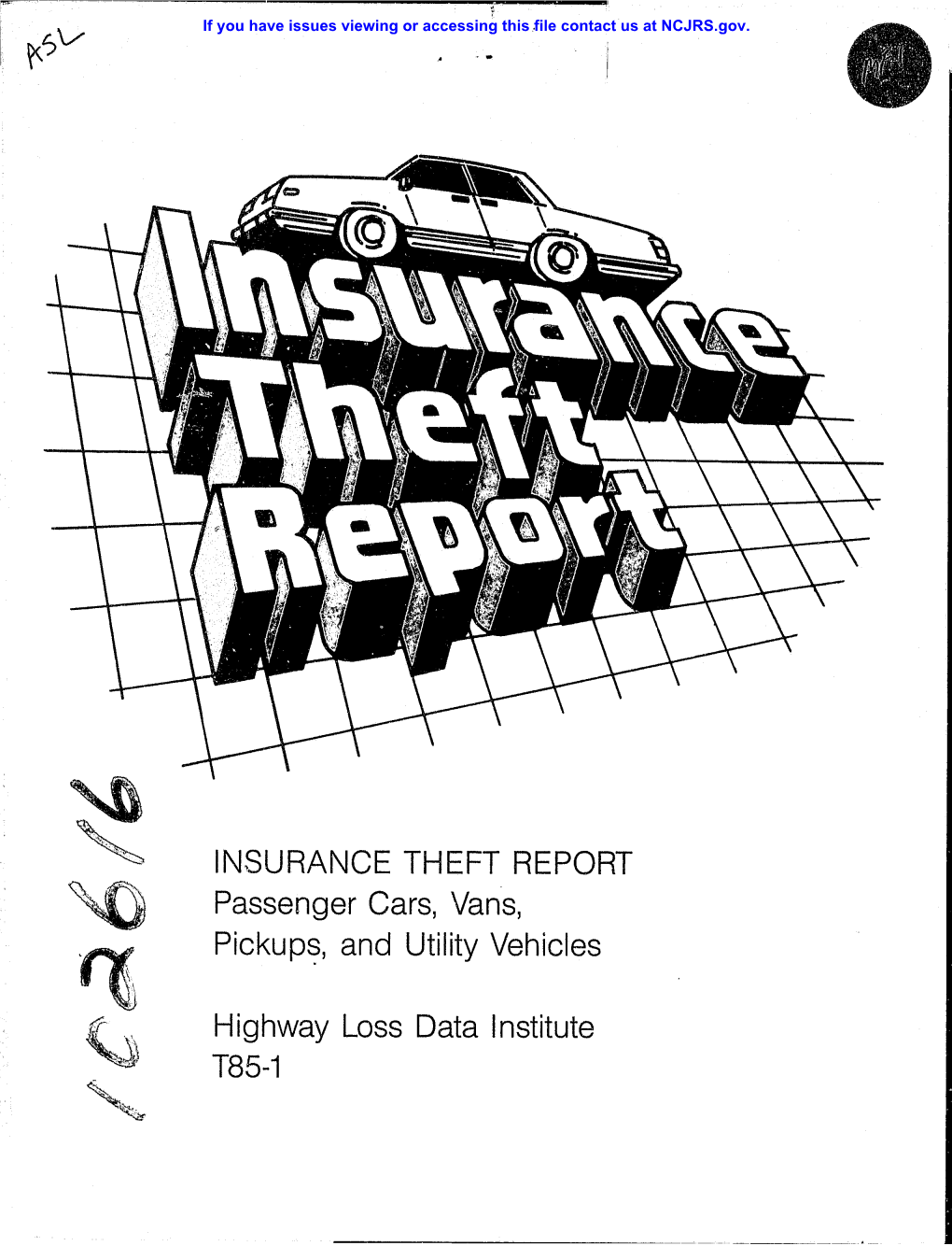 Highway Loss Data Institute Insurance Theft Report