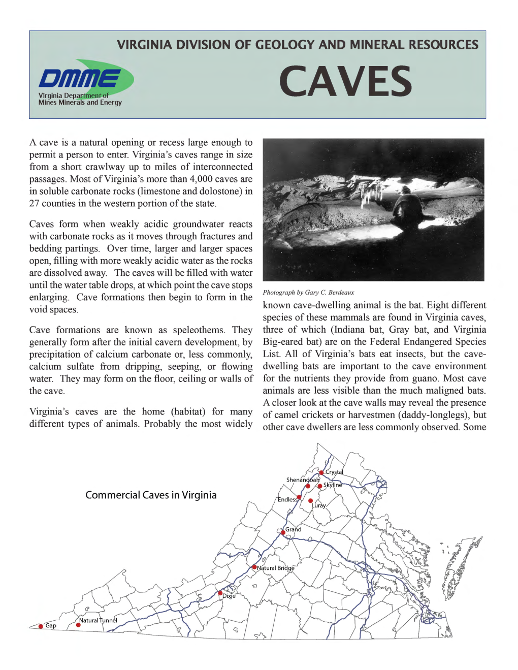 CAVES Mines Minerals and Energy