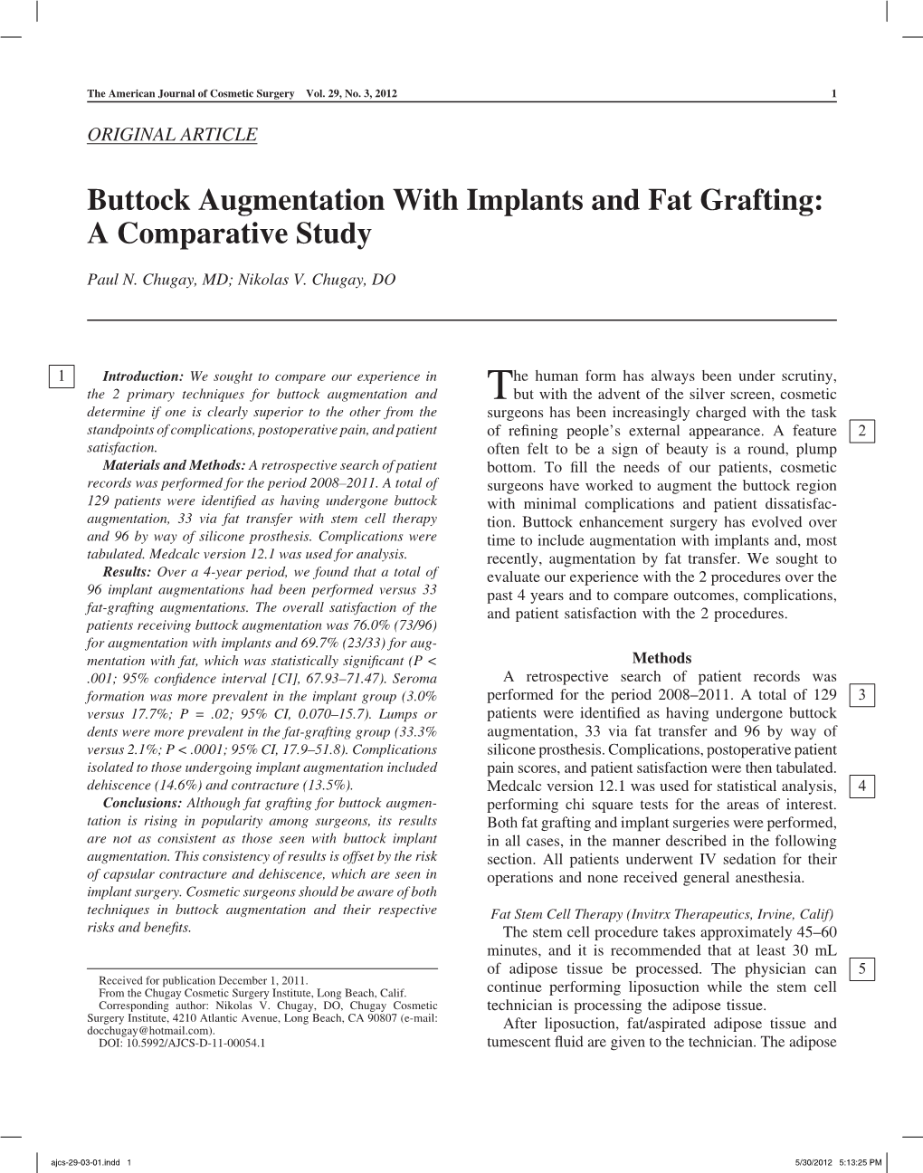 Buttock Augmentation with Implants and Fat Grafting: a Comparative Study