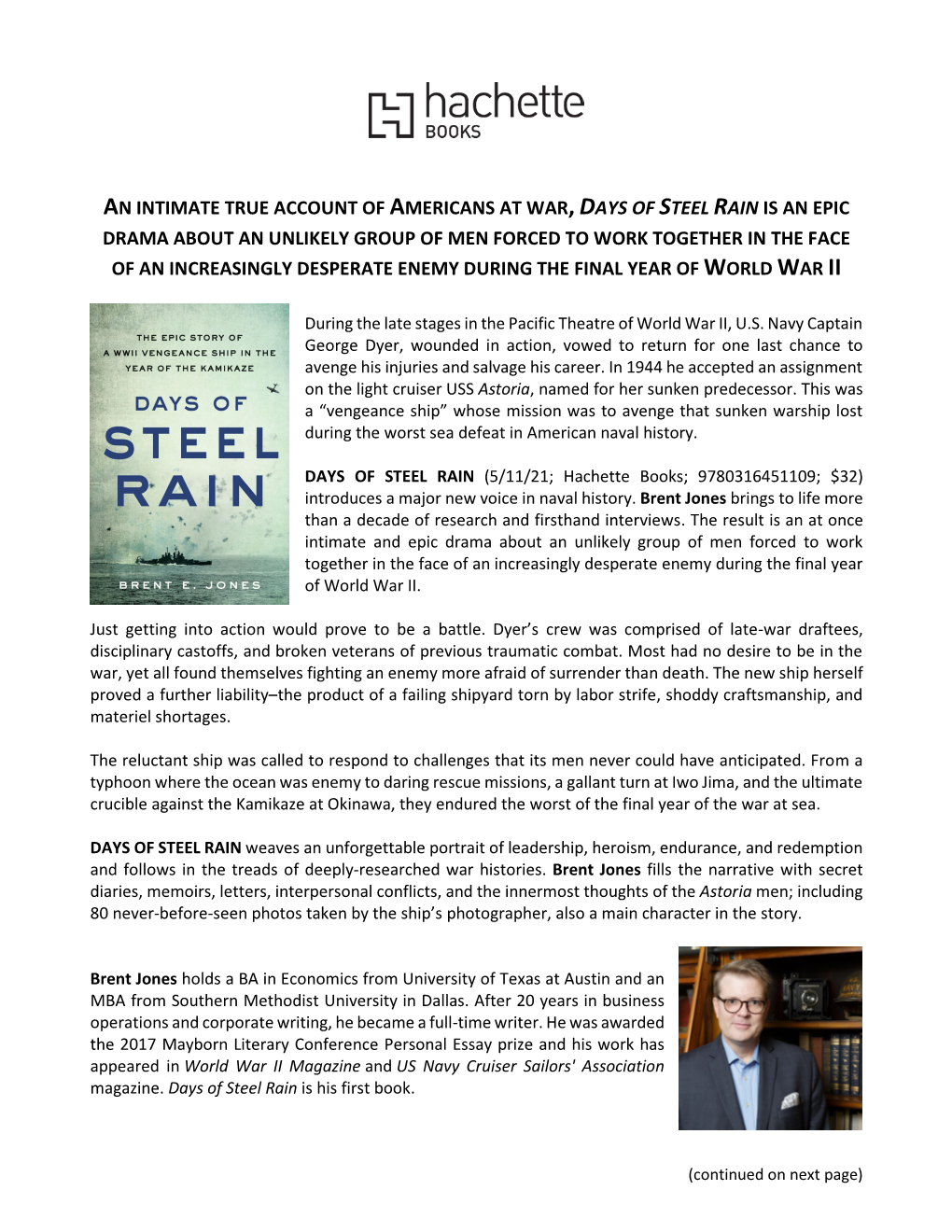 Days of Steel Rain Press Release