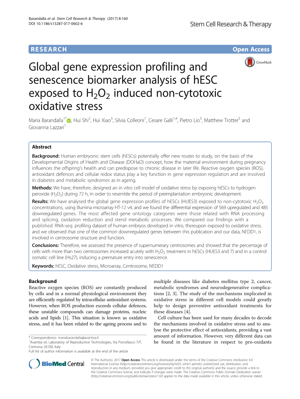 Global Gene Expression Profiling and Senescence Biomarker Analysis Of