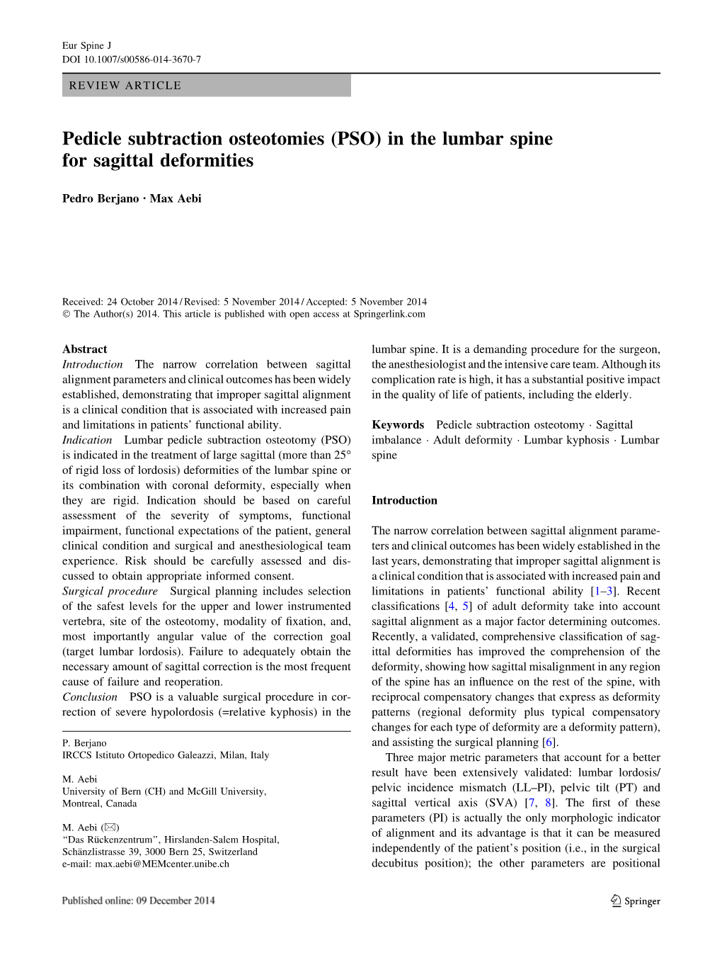 (PSO) in the Lumbar Spine for Sagittal Deformities