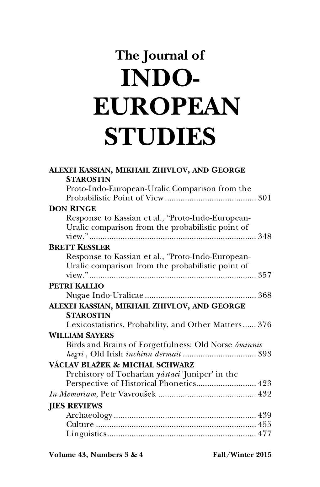 Indo- European Studies