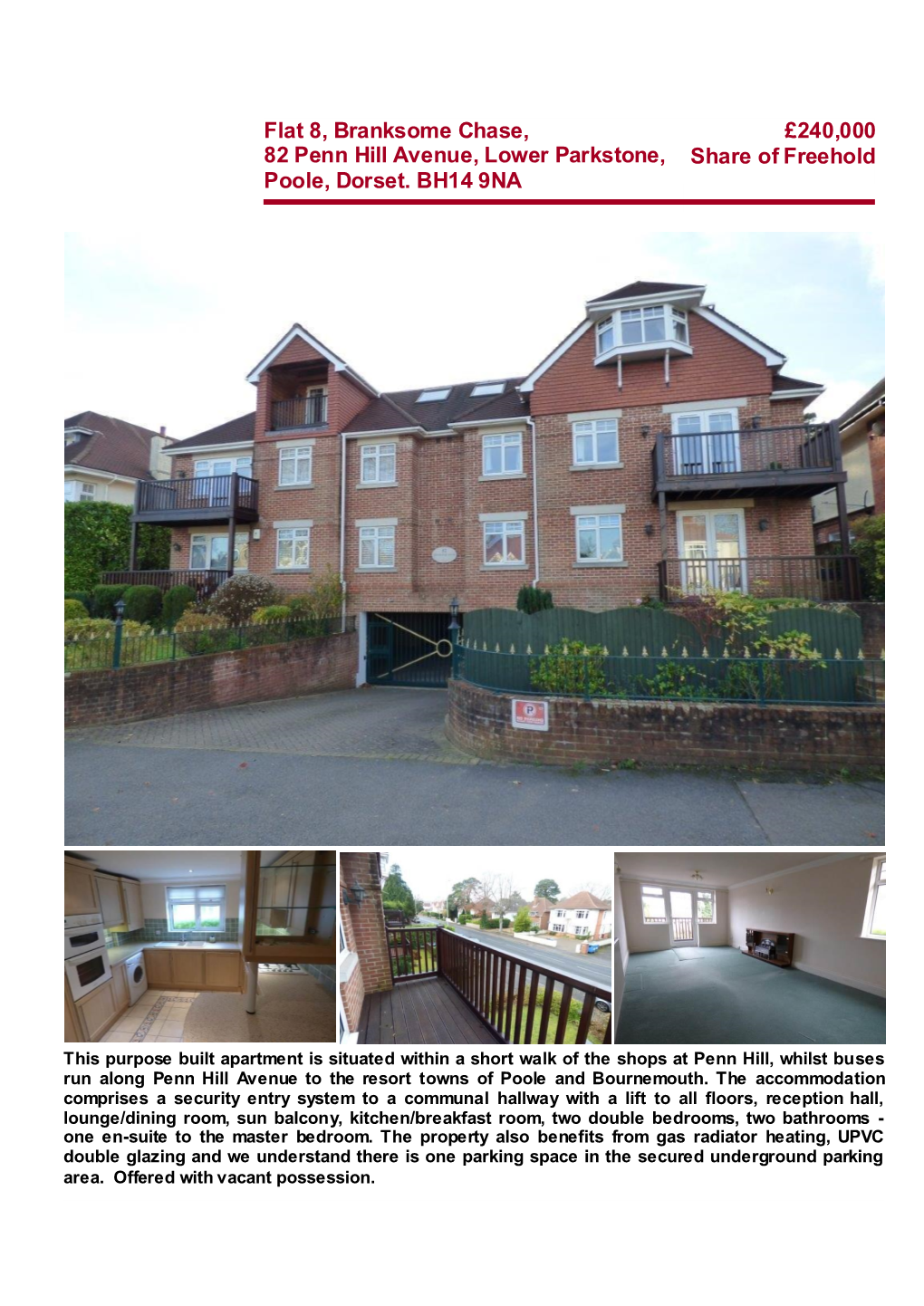 Flat 8, Branksome Chase, 82 Penn Hill Avenue, Lower Parkstone