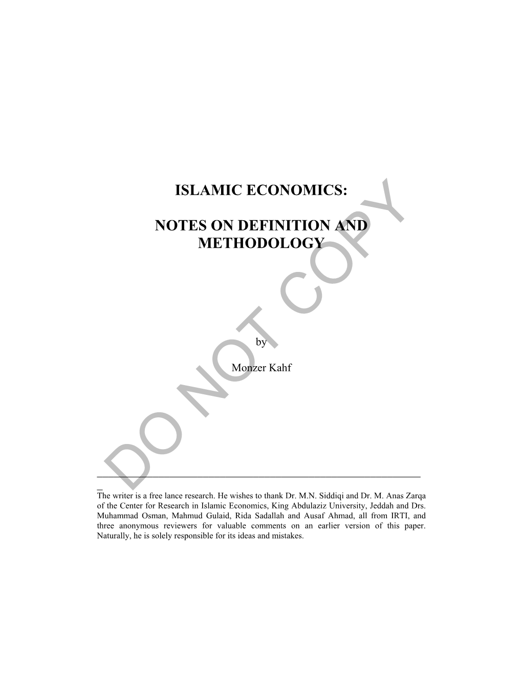 Islamic Economics