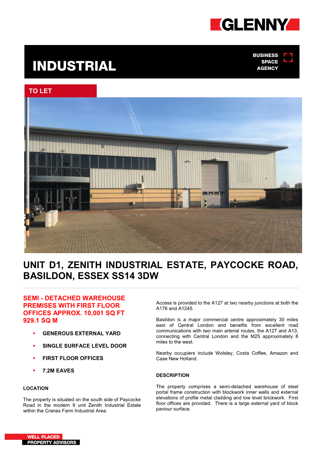 Unit D1, Zenith Industrial Estate, Paycocke Road, Basildon, Essex Ss14 3Dw