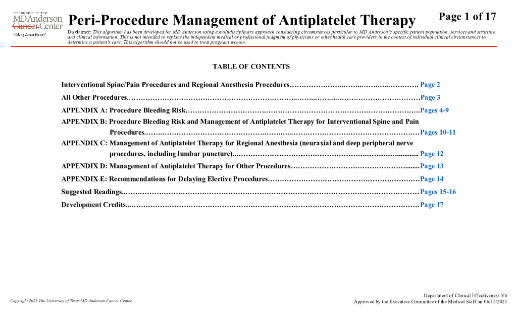 Peri-Procedure Management of Antiplatelet Therapy