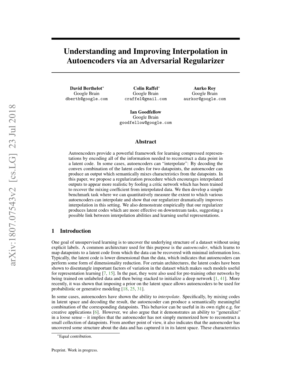 Understanding and Improving Interpolation in Autoencoders Via an Adversarial Regularizer