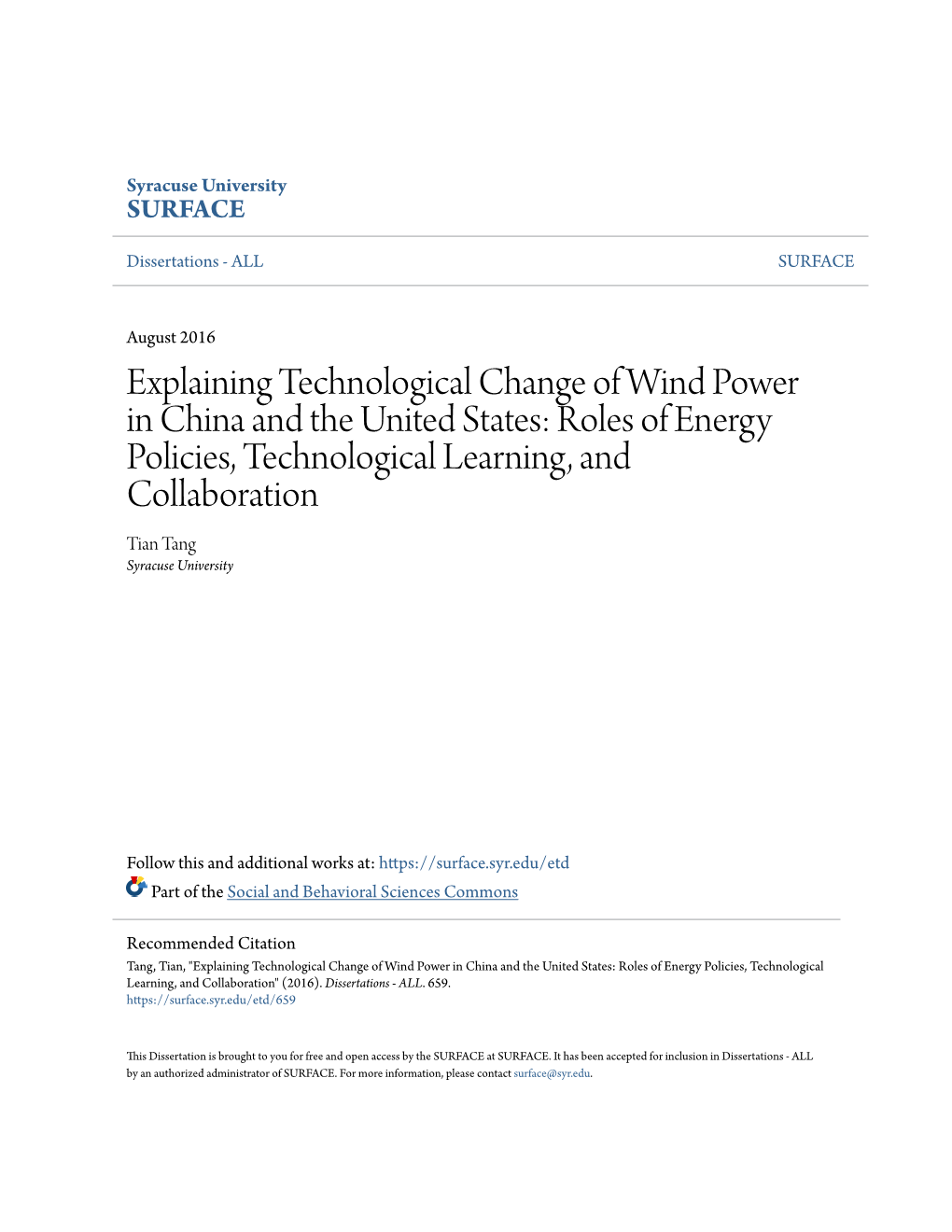 Explaining Technological Change of Wind Power in China and The