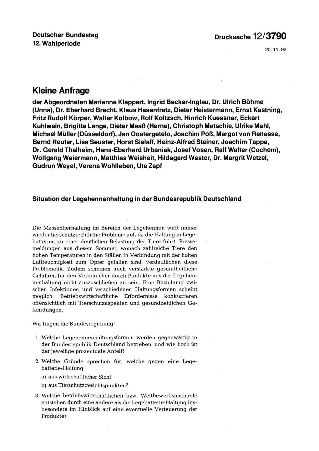 Kleine Anfrage Der Abgeordneten Marianne Klappert, Ingrid Becker-Inglau, Dr