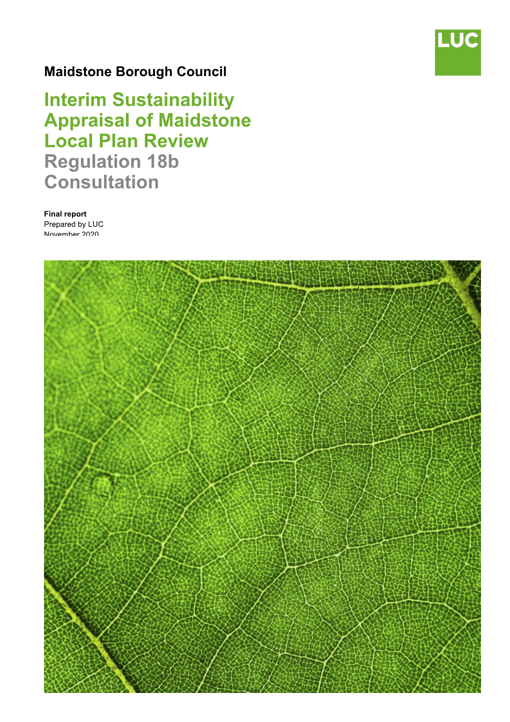 Interim Sustainability Appraisal of Maidstone Local Plan Review Regulation 18B Consultation