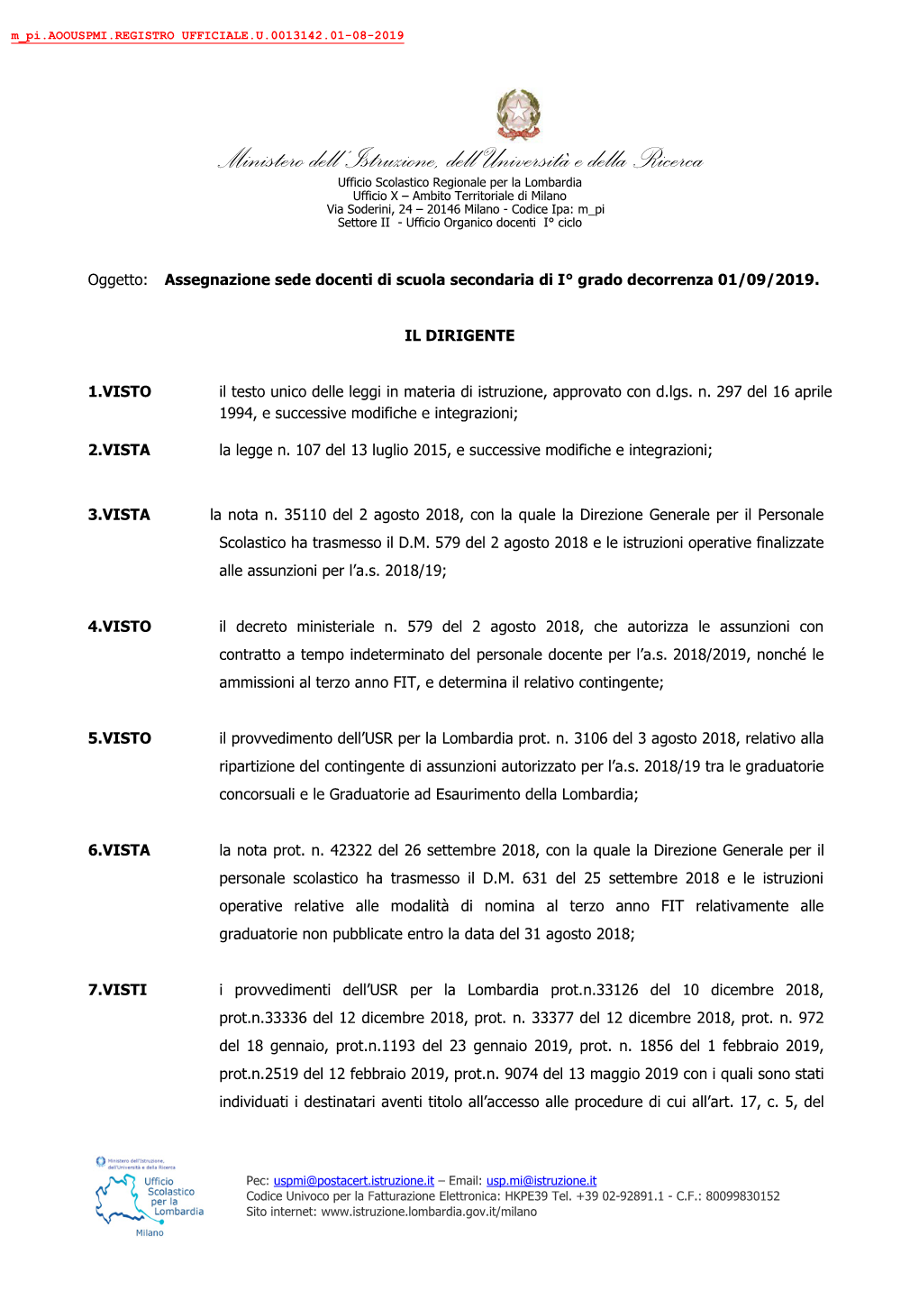 Decreto Assegnazione Sede D.M. 631 2018-Prot