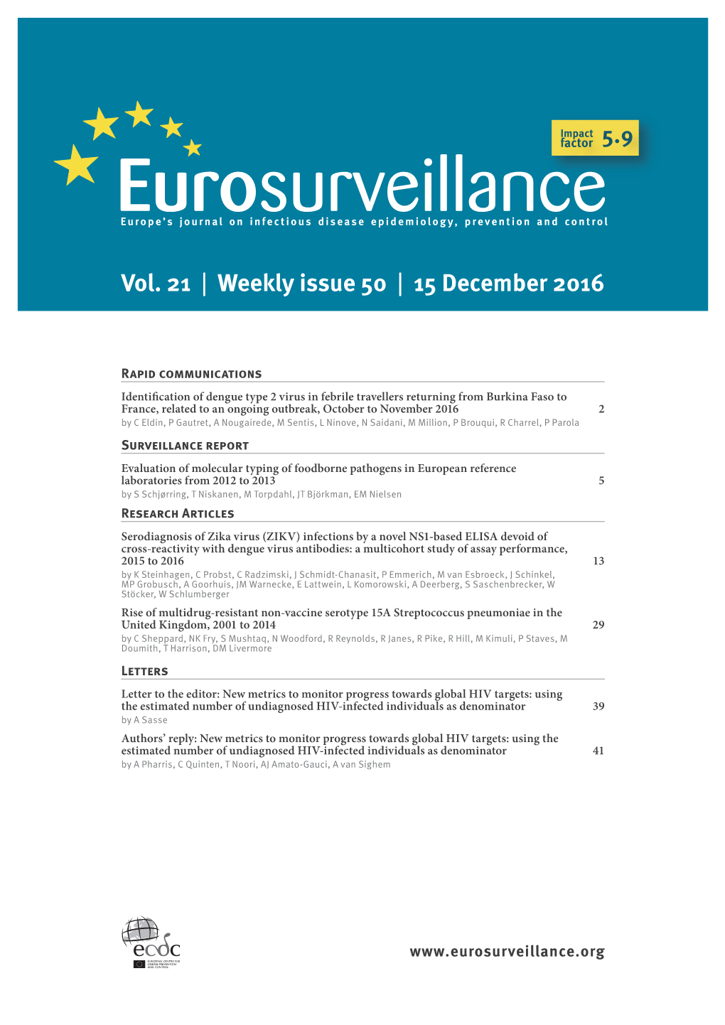 Vol. 21 | Weekly Issue 50 | 15 December 2016