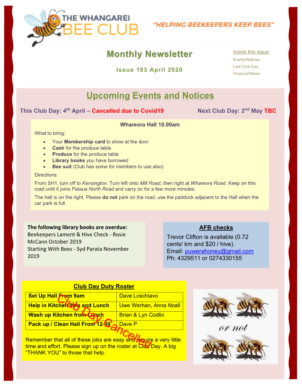 Upcoming Events and Notices Monthly Newsletter