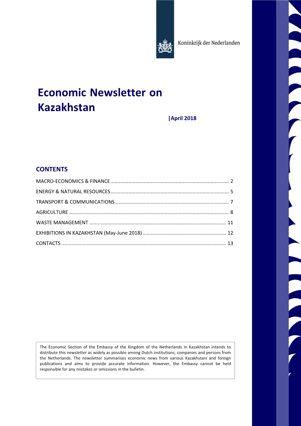 Economic Newsletter on Kazakhstan |April 2018