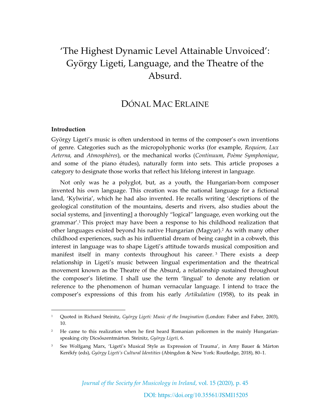 György Ligeti, Language, and the Theatre of the Absurd