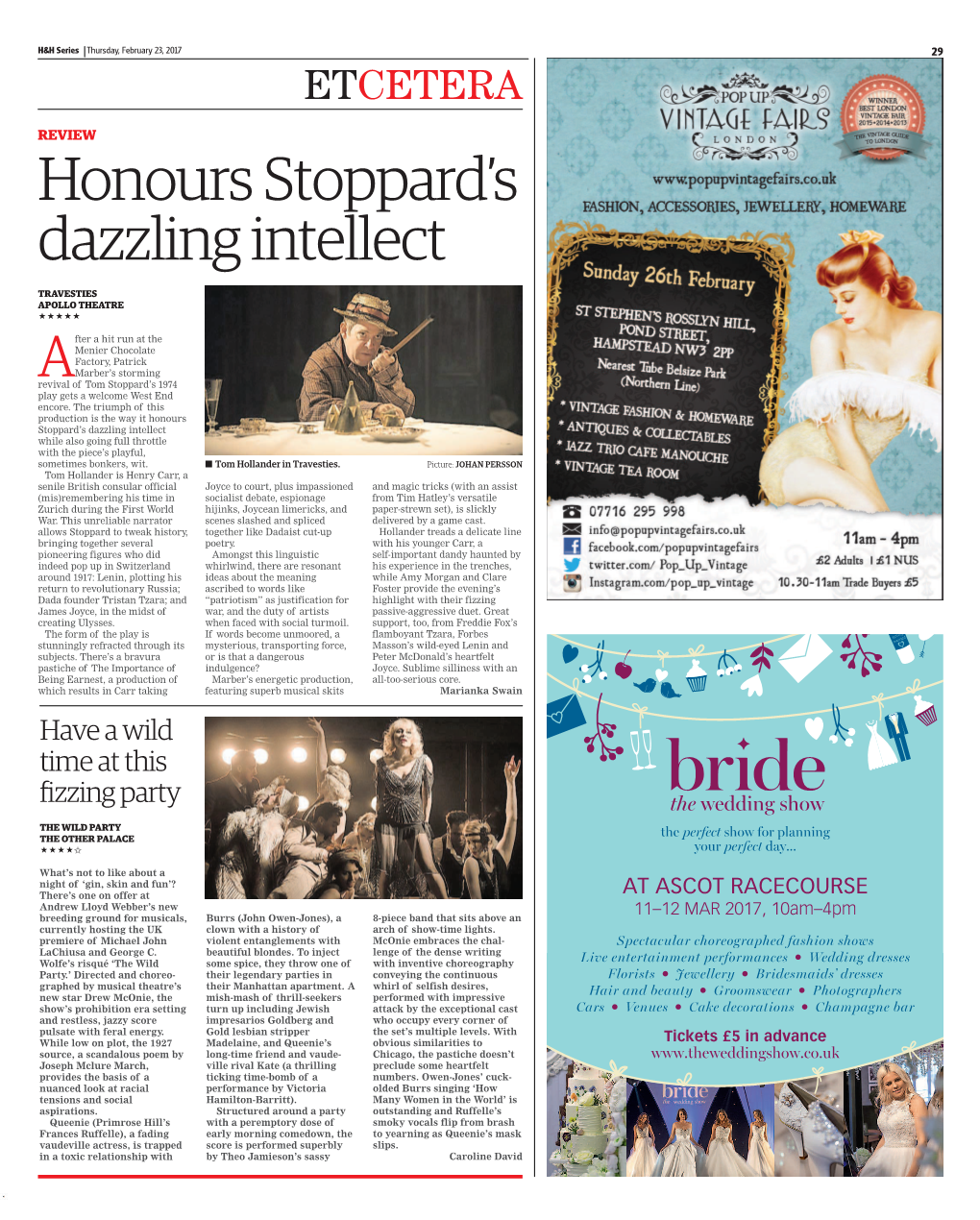 Honours Stoppard's Dazzling Intellect