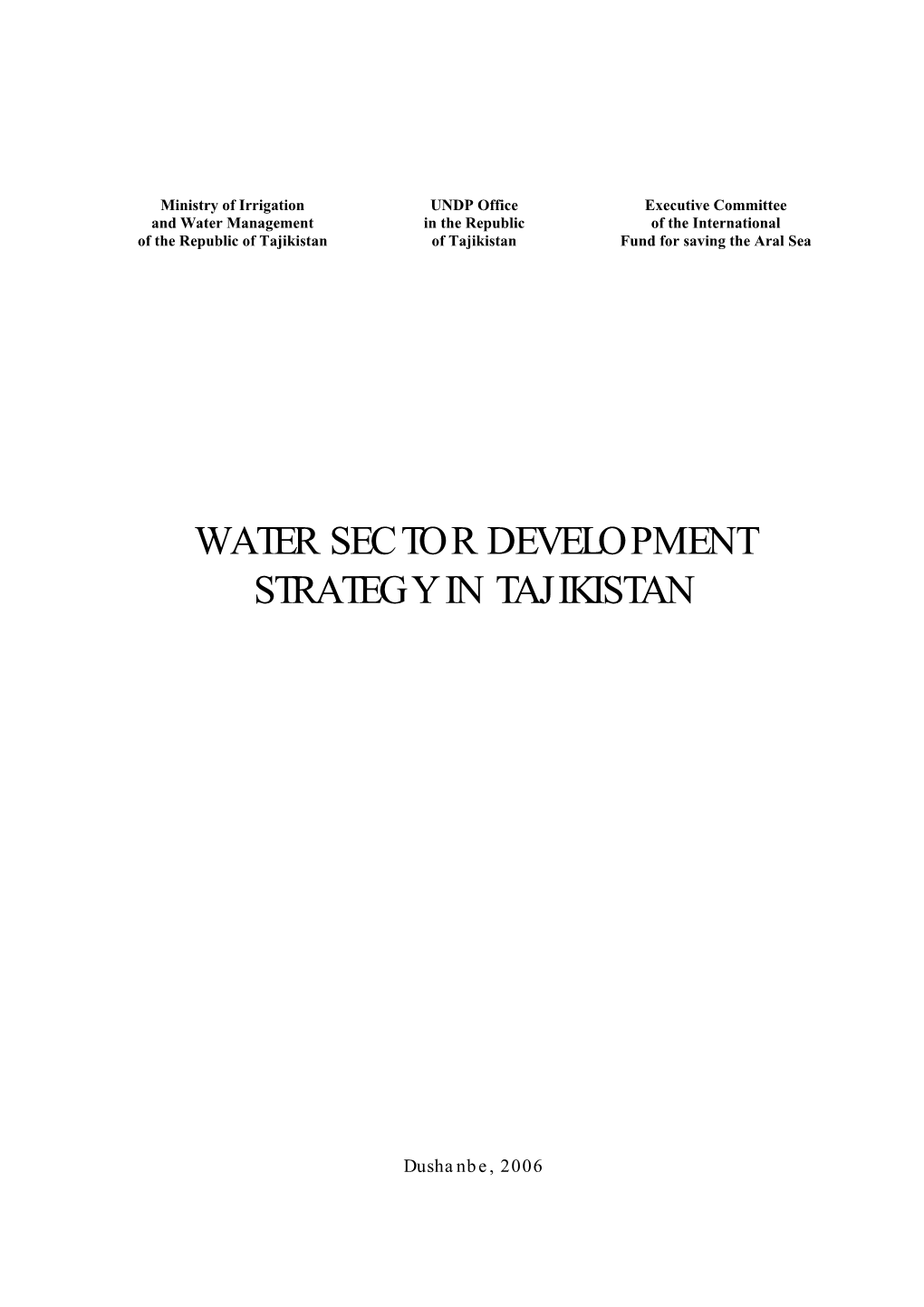 Water Sector Development Strategy in Tajikistan