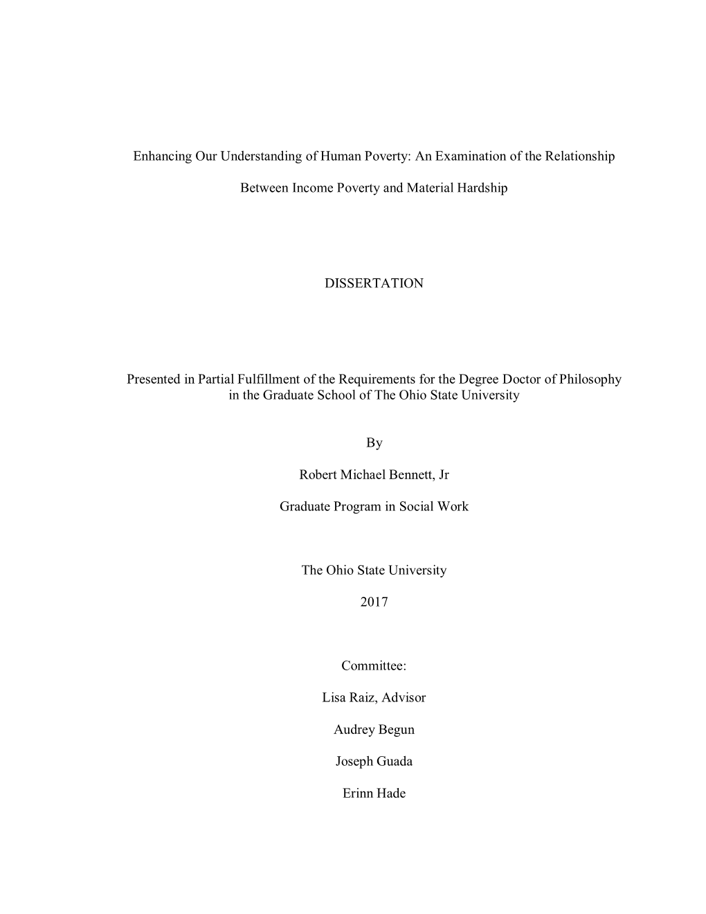 Enhancing Our Understanding of Human Poverty: an Examination of the Relationship
