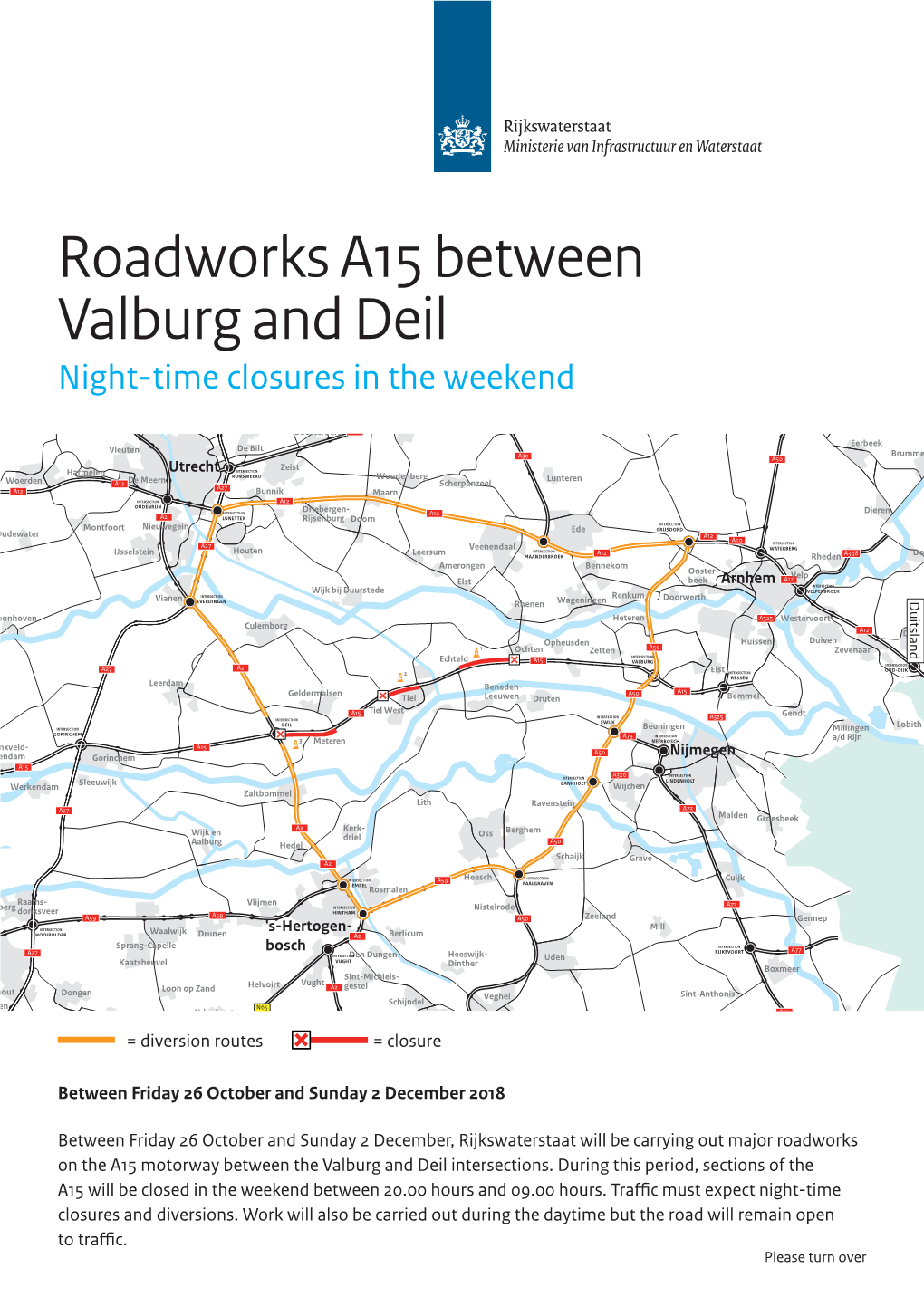 Roadworks A15 Between Valburg and Deil