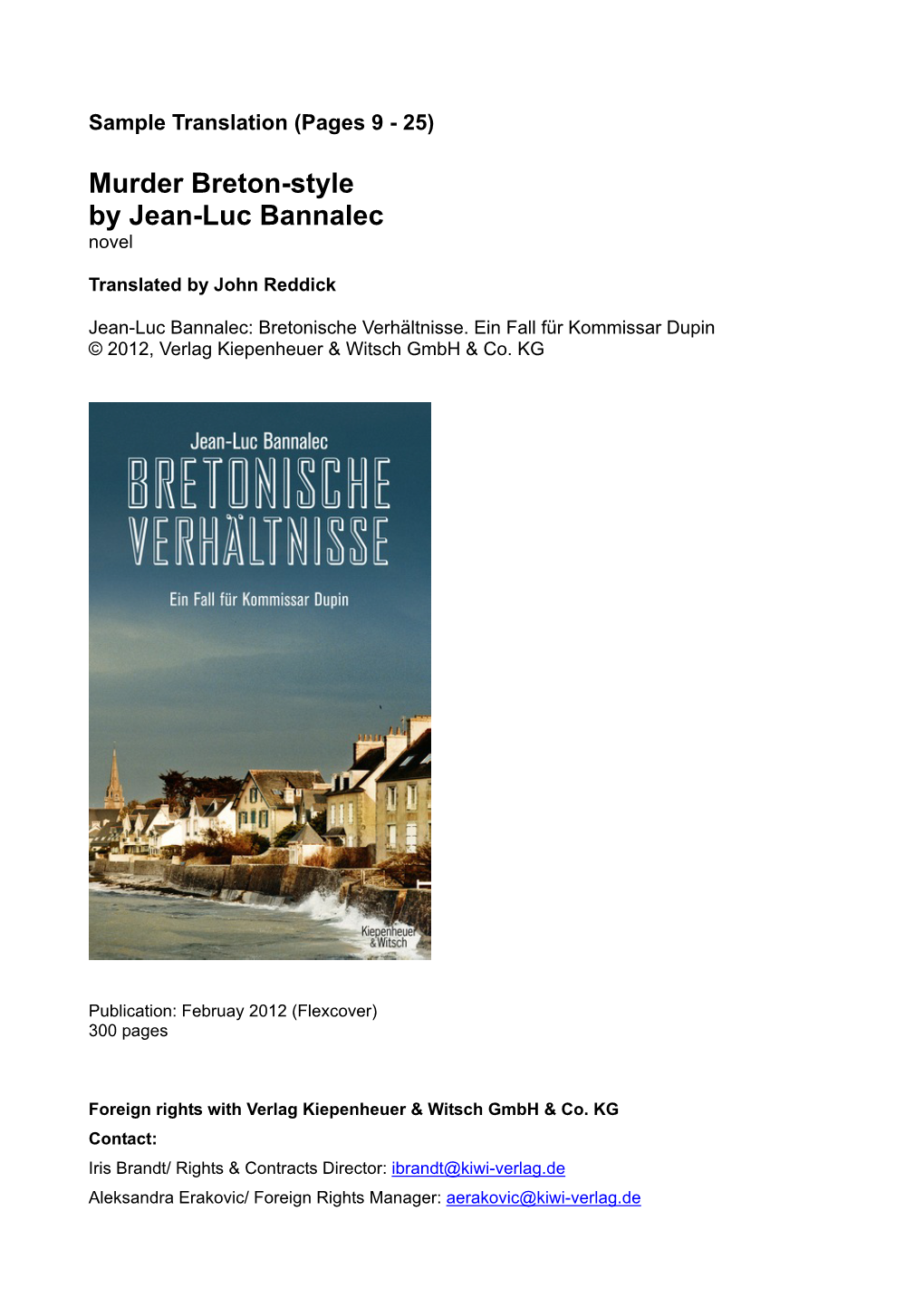 Murder Breton-Style by Jean-Luc Bannalec Novel