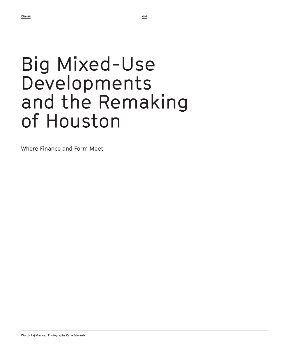 Big Mixed-Use Developments and the Remaking of Houston