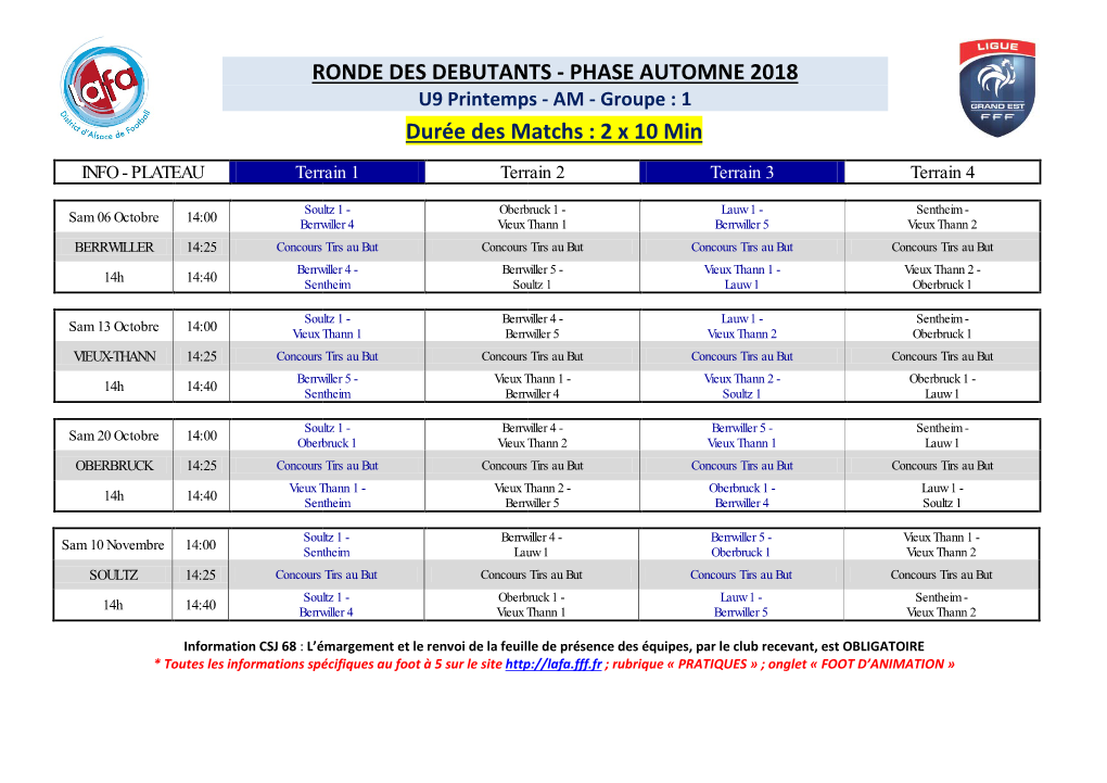 RONDE DES DEBUTANTS - PHASE AUTOMNE 2018 U9 Printemps - AM - Groupe : 1