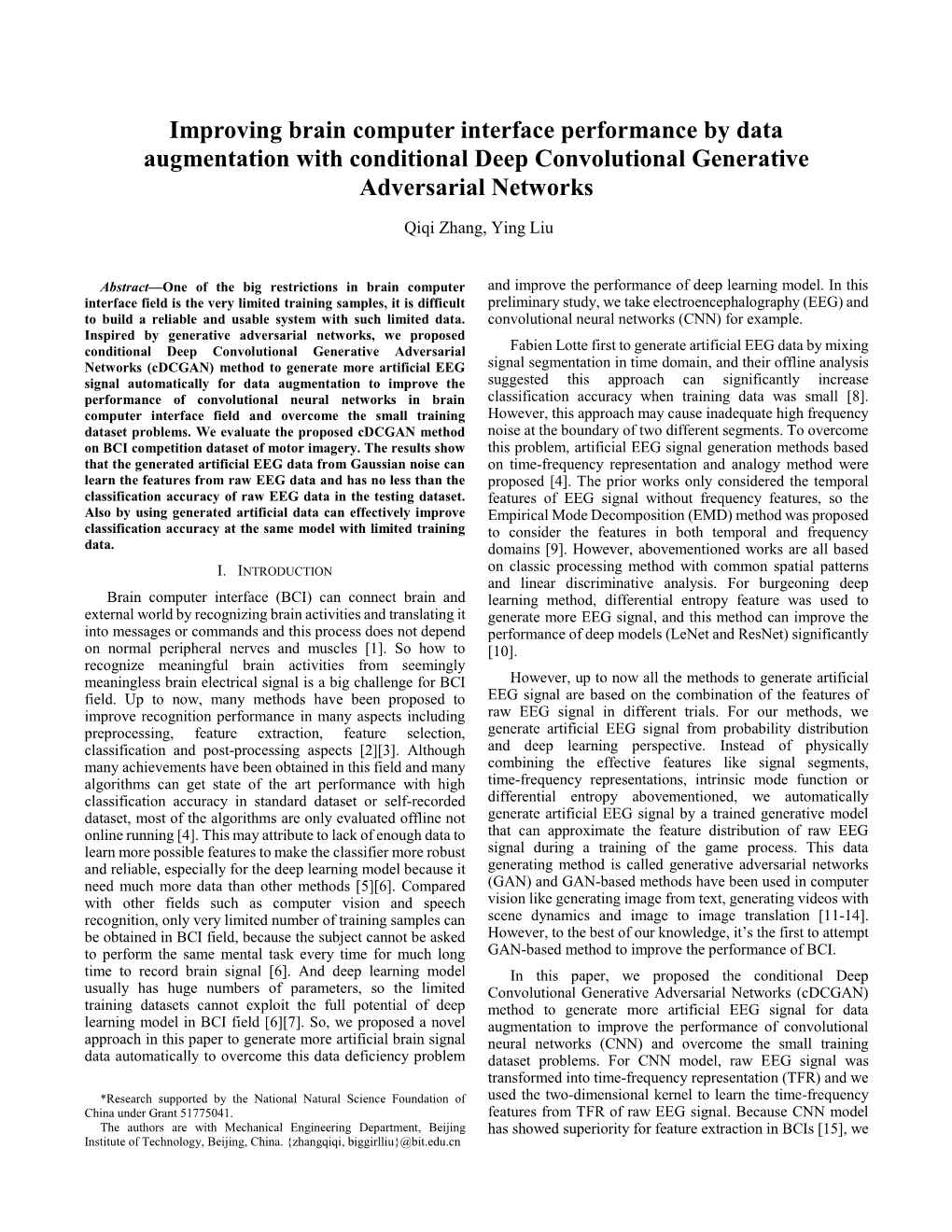 Improving Brain Computer Interface Performance by Data Augmentation with Conditional Deep Convolutional Generative Adversarial Networks
