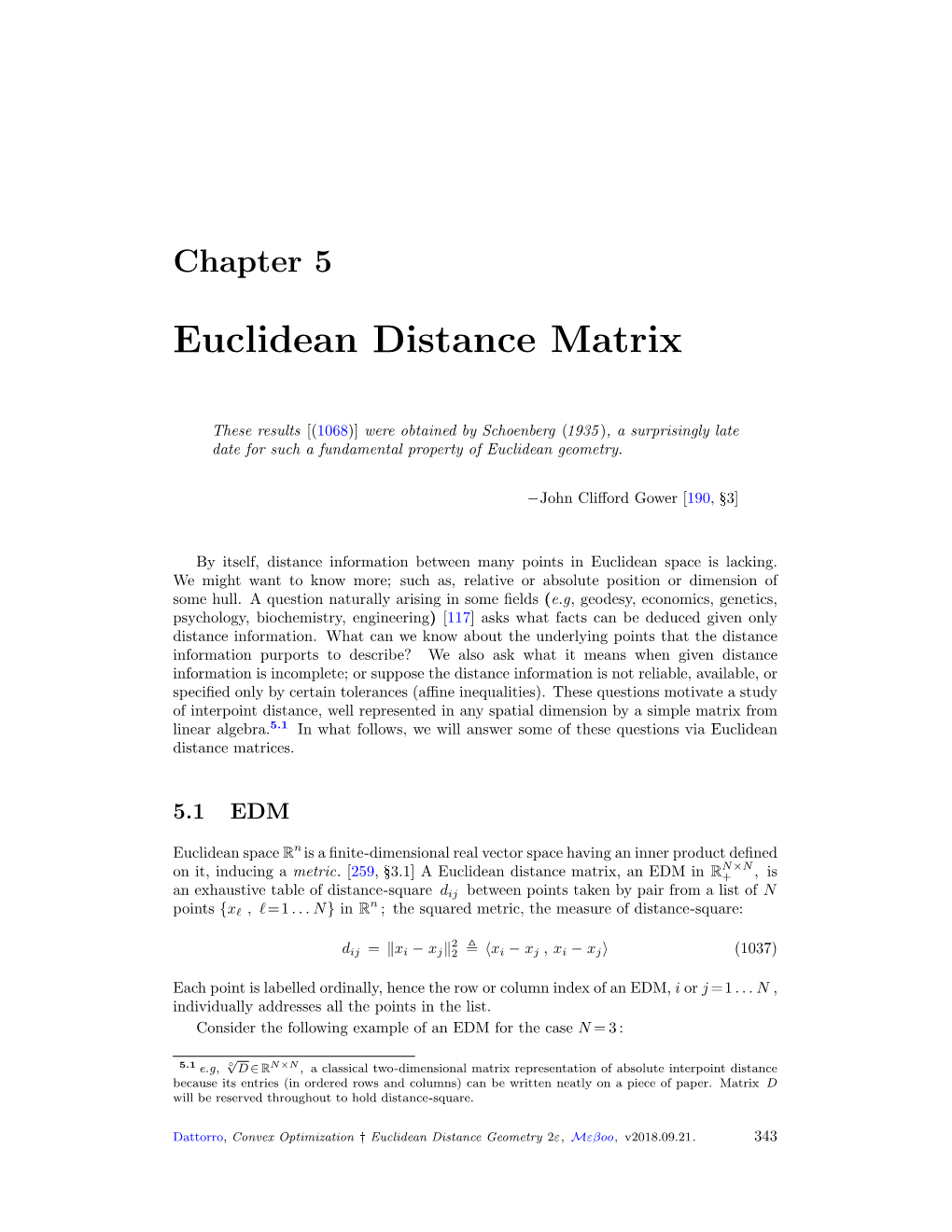 Euclidean Distance Matrix