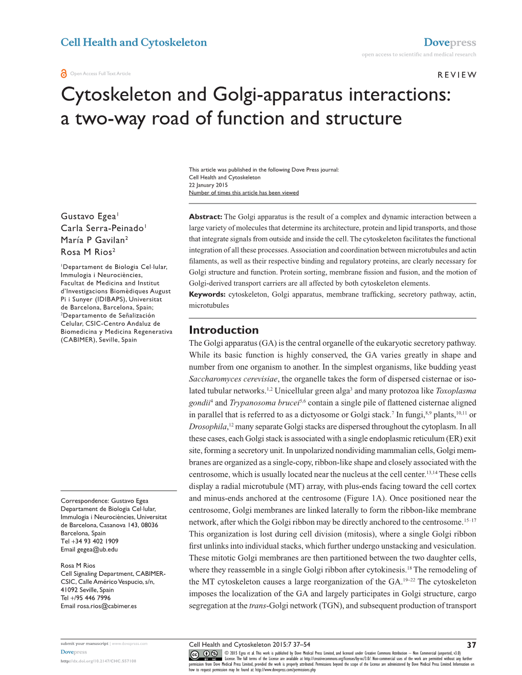 Cytoskeleton and Golgi-Apparatus Interactions: a Two-Way Road of Function and Structure