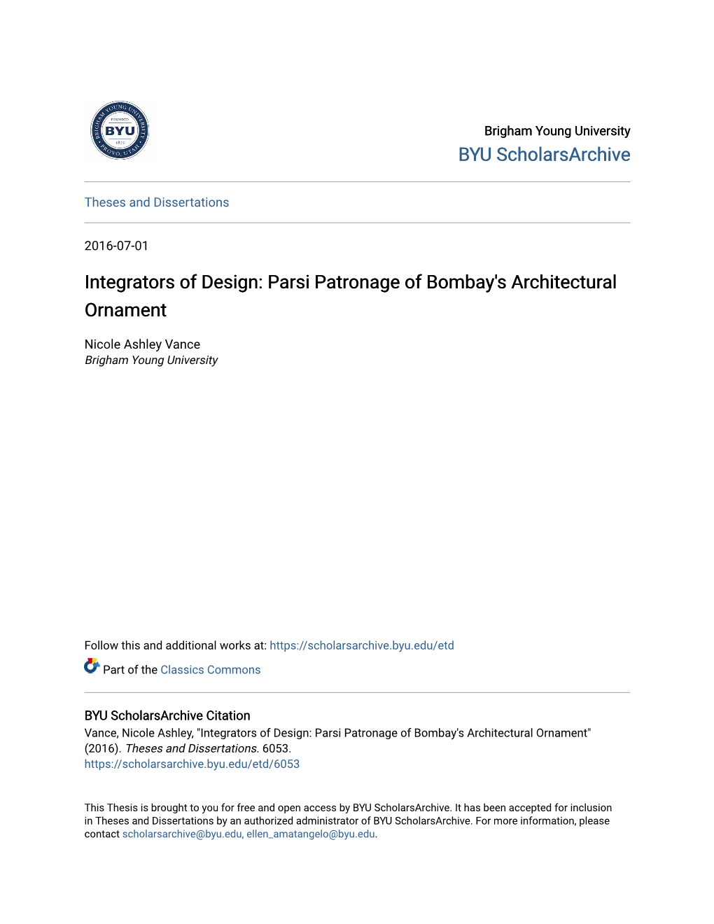 Parsi Patronage of Bombay's Architectural Ornament