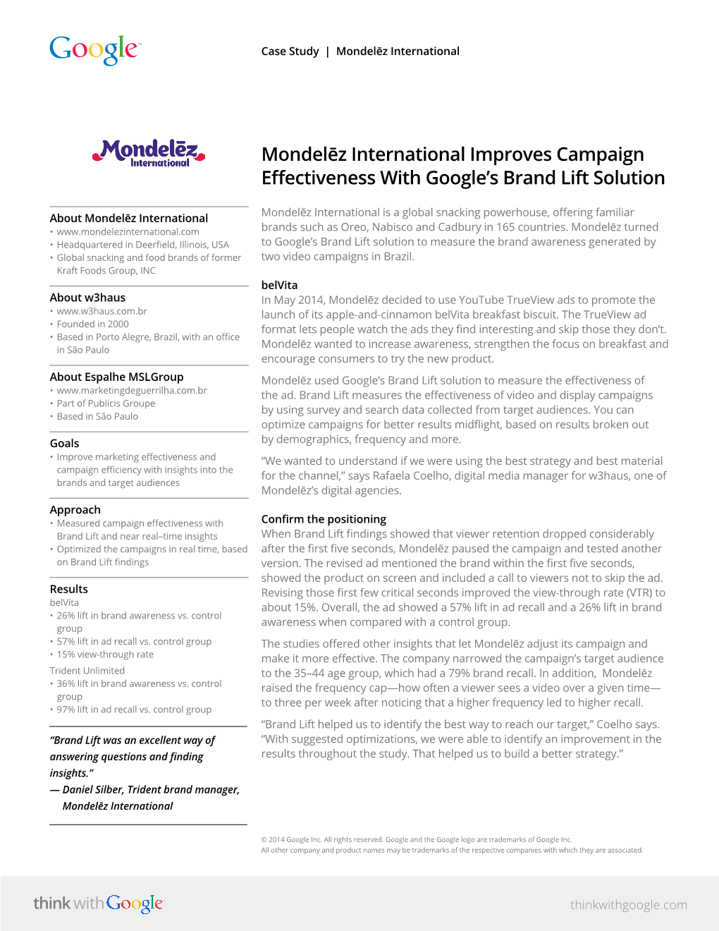 Mondelēz International Improves Campaign Effectiveness with Google’S Brand Lift Solution