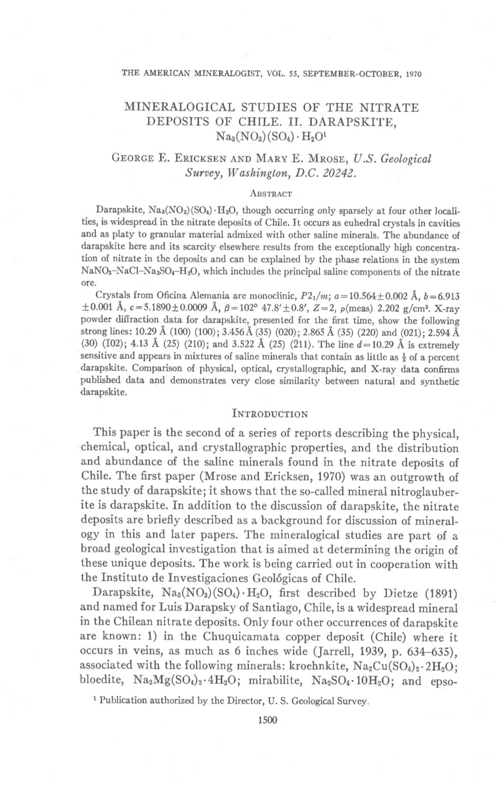 Mineralogical Studies of the Nitrate Deposits of Chile. Ii