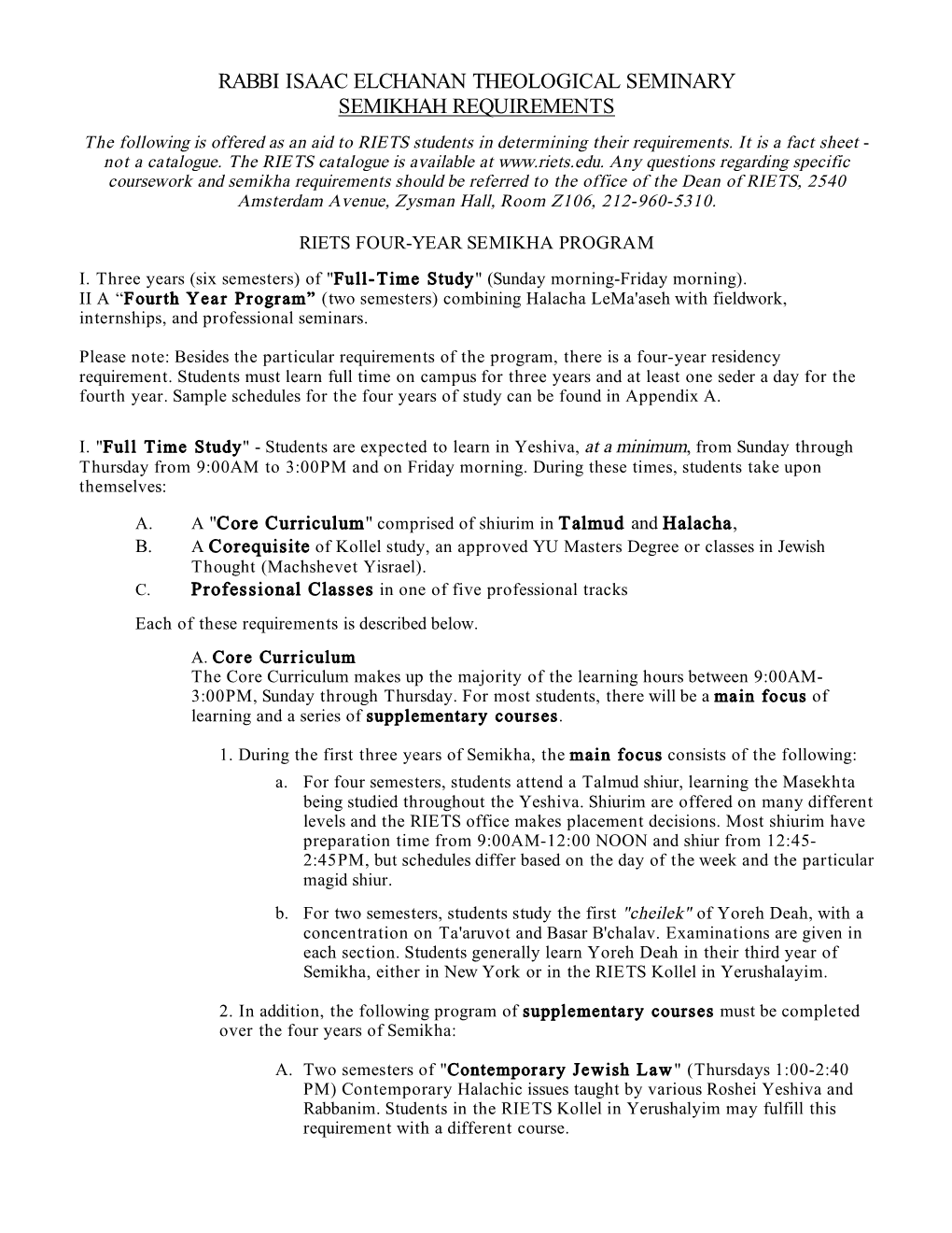 Semikhah Requirements and Tracks